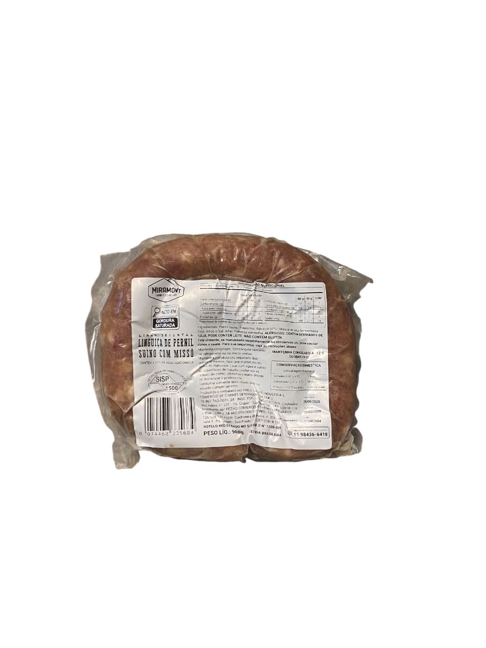 Linguiça de Pernil Suíno com Missô - Miramont 500g // Entrega restrita a Região Metropolitana de São Paulo