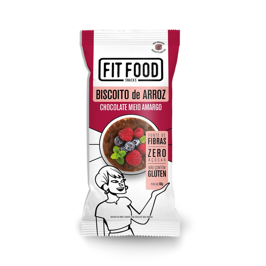 Biscoito de Arroz Zero Açucar, Chocolate meio amargo - 60g